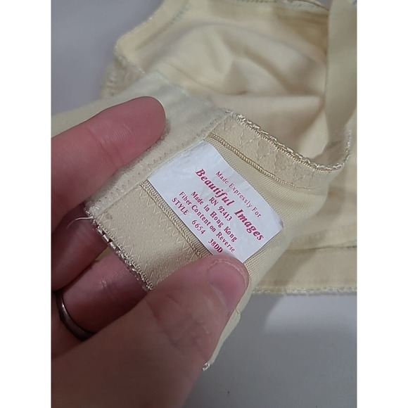 Beautiful Images Cream Mesh Full Coverage Adjustable Strap Wire Free Bra SZ 38DD - Picture 4 of 4